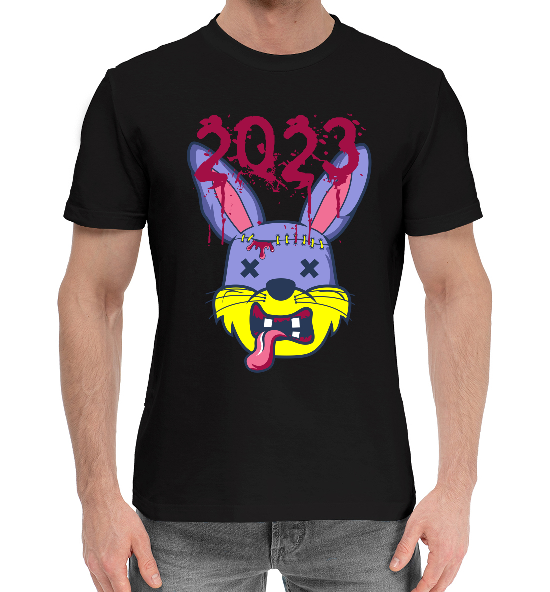 Мужская Хлопковая футболка с принтом 2023, артикул YOT-831539-hfu-2mp
