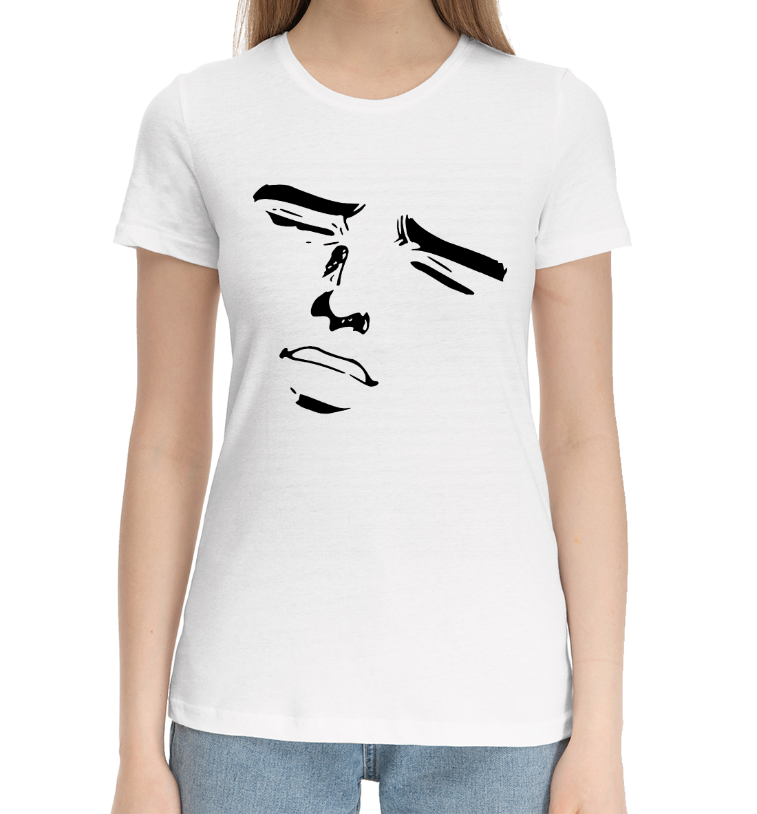 Женская Хлопковая футболка с принтом Ahegao, артикул AHG-939984-hfu-1mp