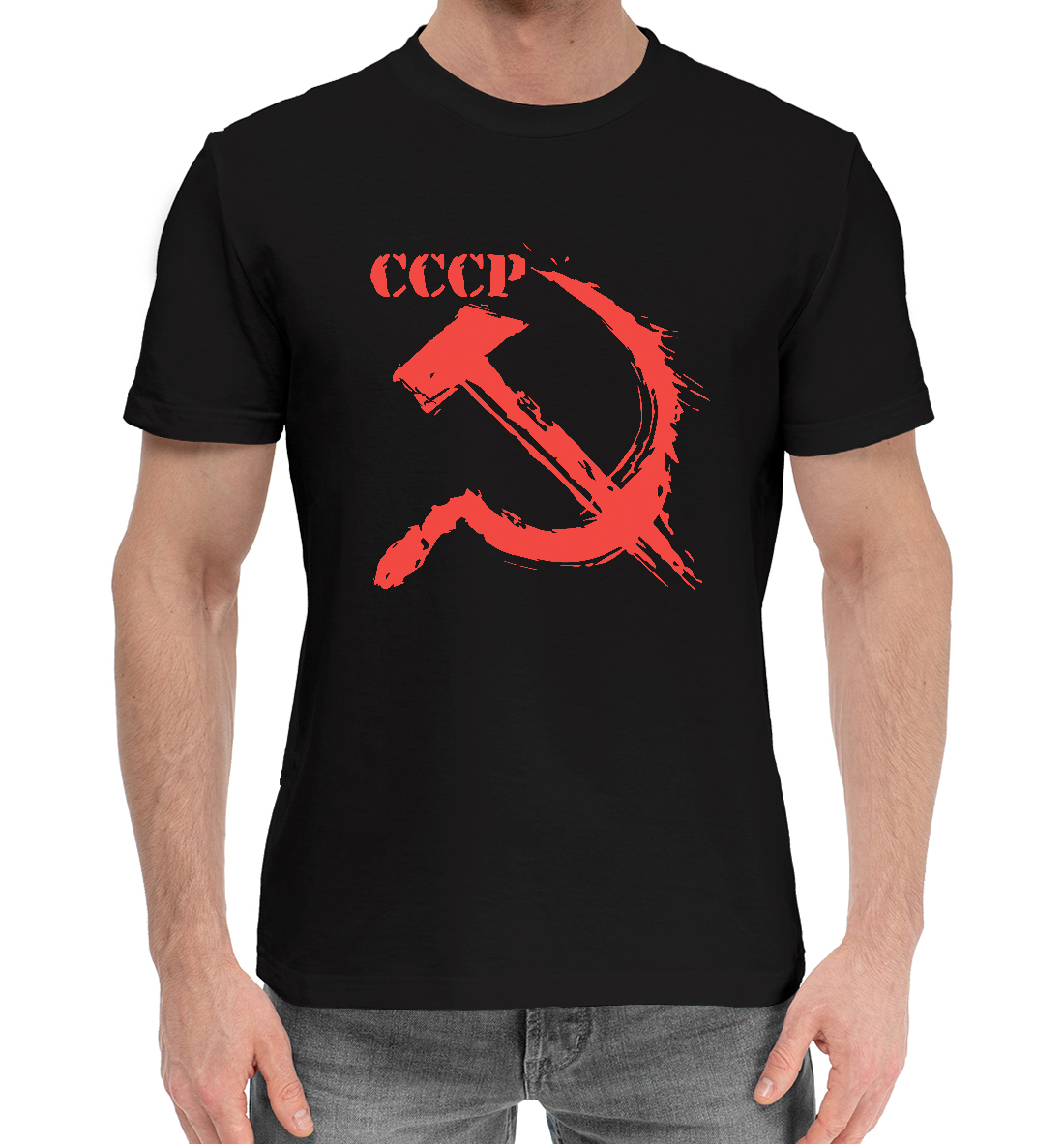 Мужская Хлопковая футболка с принтом СССР, артикул SSS-333391-hfu-2mp
