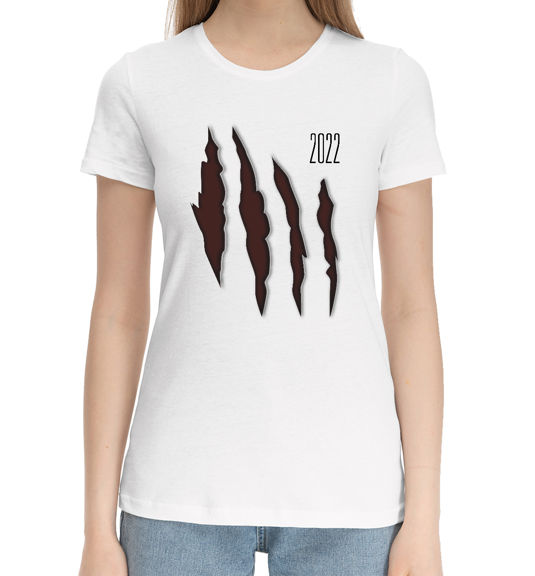 Женская Хлопковая футболка с принтом Год тигра 2022, артикул N22-710326-hfu-1mp