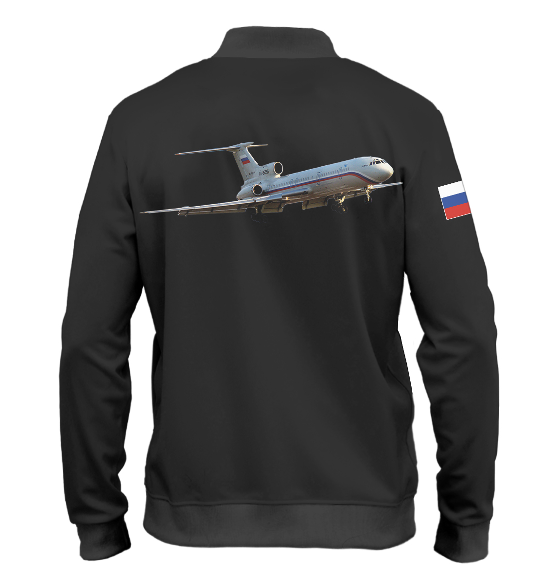 Мужской бомбер с принтом Ту-154Б-2  - фото 2-спина