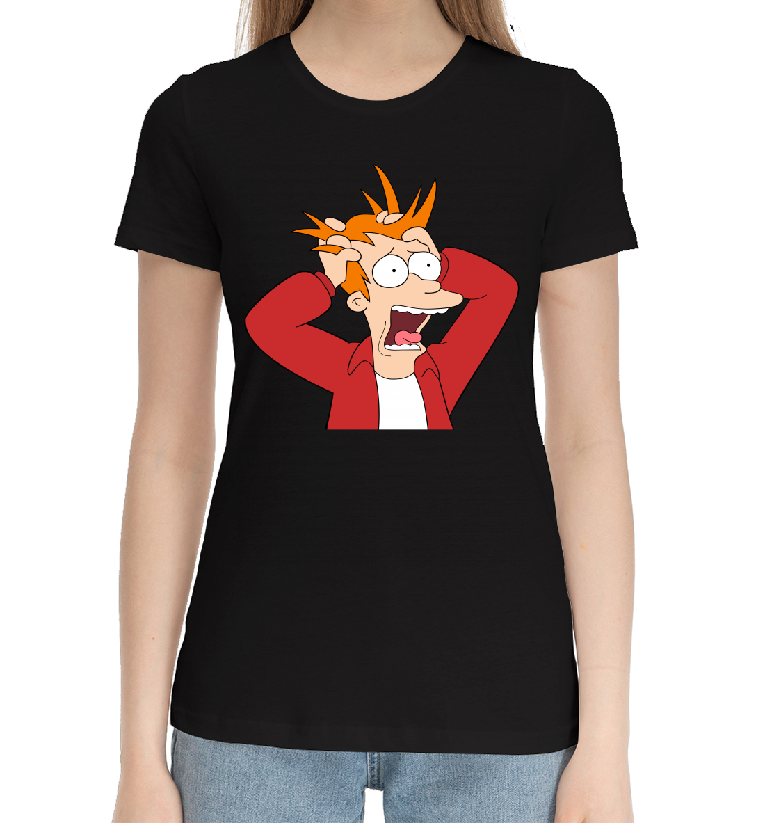 Женская Хлопковая футболка с принтом Futurama, артикул FUT-131727-hfu-1mp
