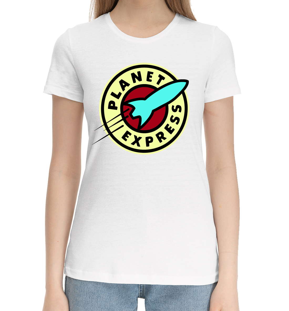 Женская Хлопковая футболка с принтом Futurama, артикул FUT-857567-hfu-1mp