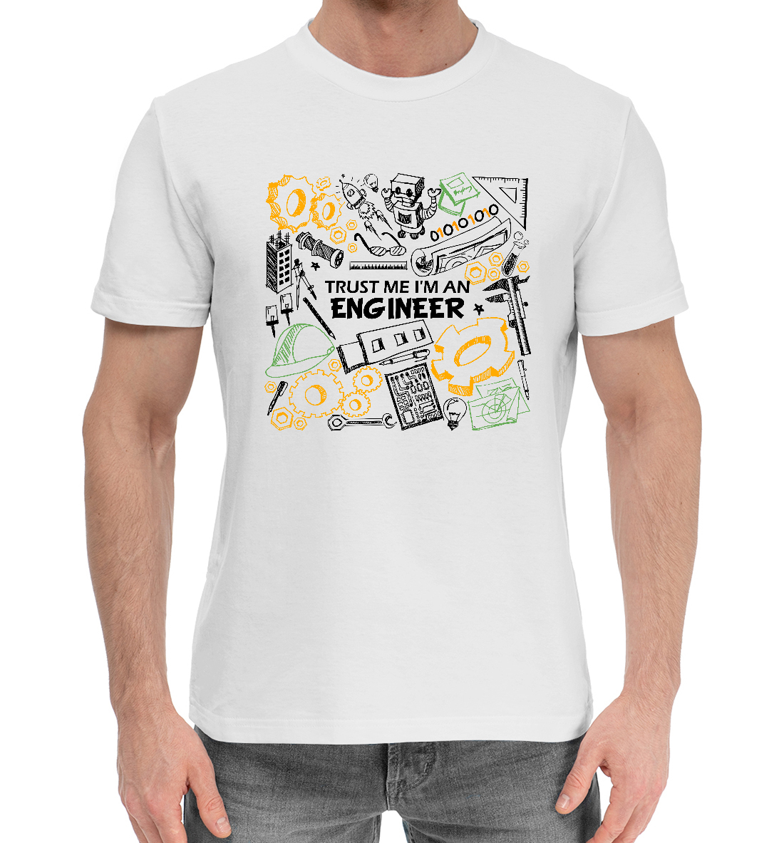 Мужская хлопковая футболка с принтом Инженер