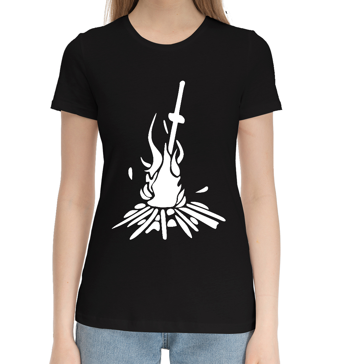 Женская Хлопковая футболка с принтом Demons Soyls, артикул RPG-755186-hfu-1mp