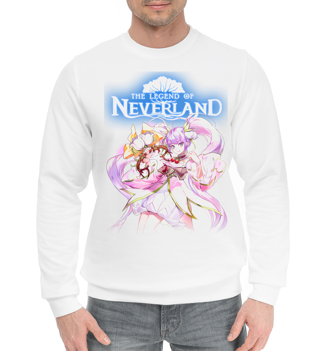 Мужской хлопковый свитшот The Legend of Neverland (The legend of Neverland)  за 3049 ₽ на заказ с принтом надписью купить в Print Bar (TLD-827662) ✌