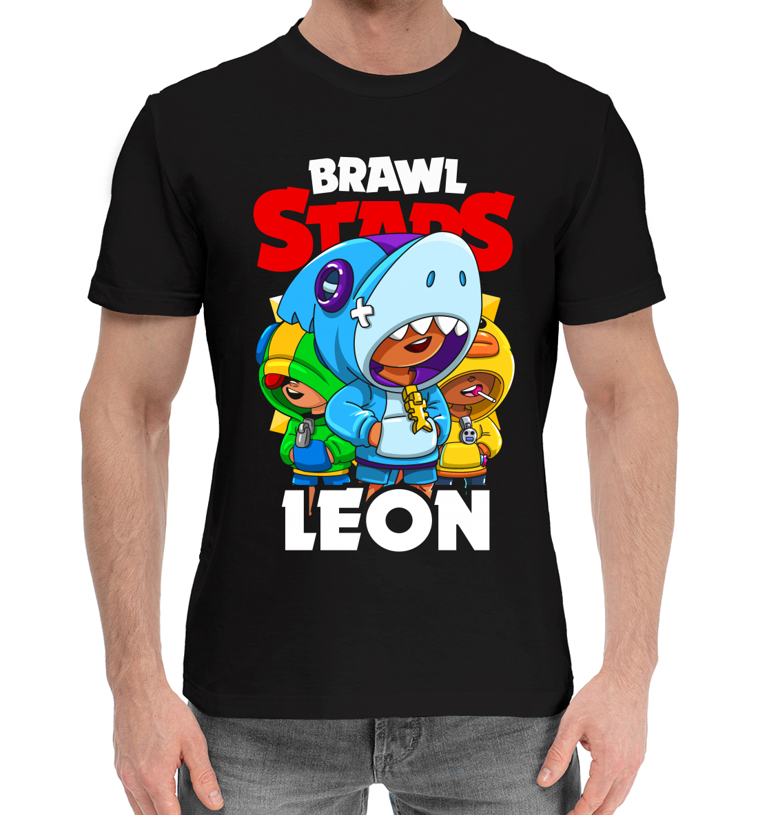 Мужская Хлопковая футболка с принтом Brawl Stars, Leon, артикул CLH-298938-hfu-2mp