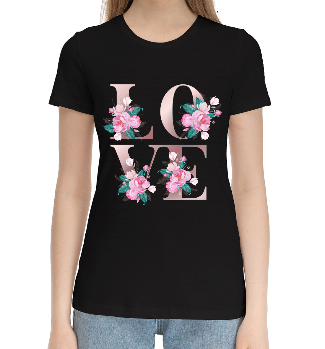 Женская Хлопковая футболка с принтом Цветы, артикул CVE-440891-hfu-1mp