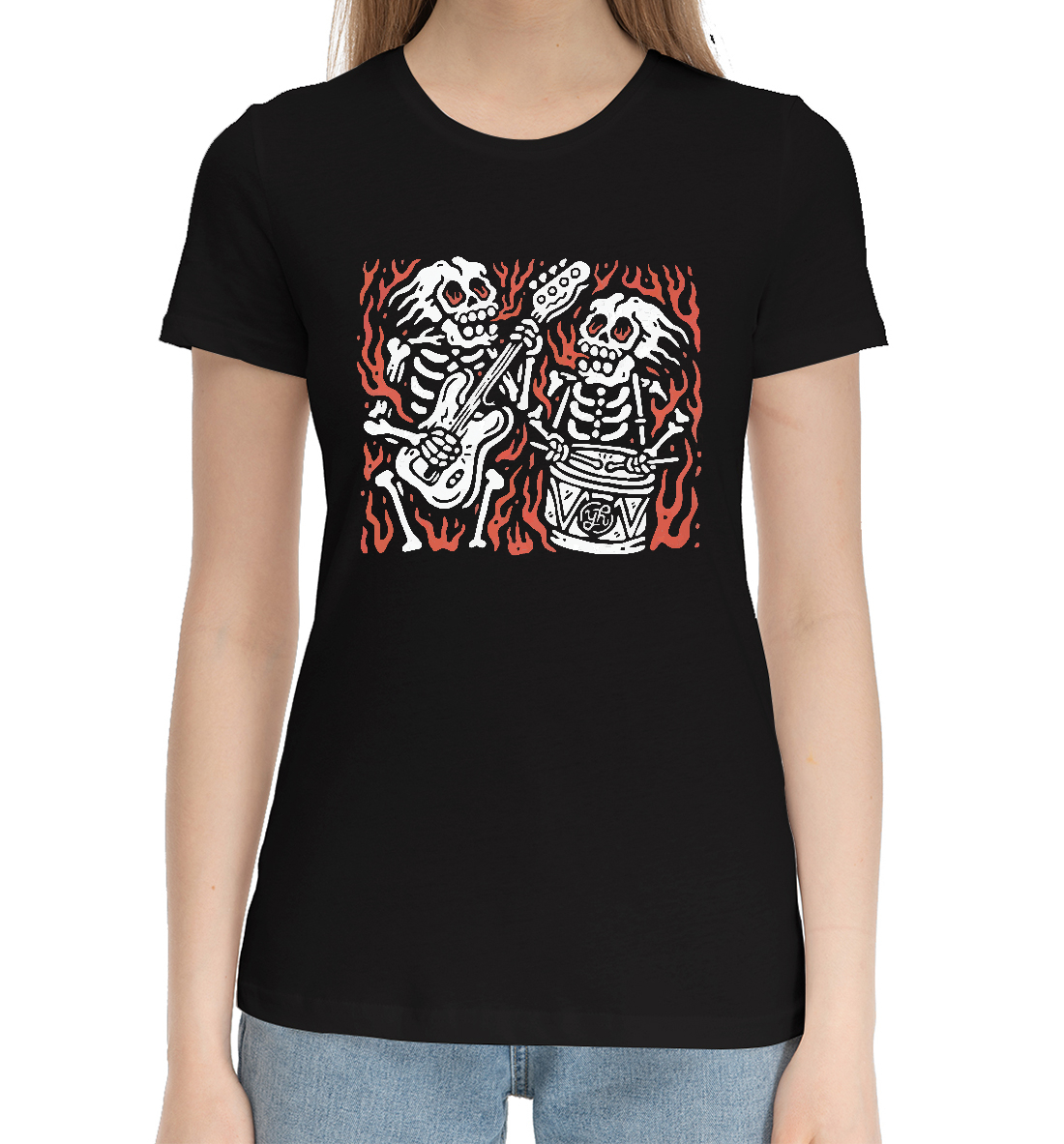 Женская Хлопковая футболка с принтом КОСТЛЯВЫЙ КОНЦЕРТ, артикул SKU-487021-hfu-1mp