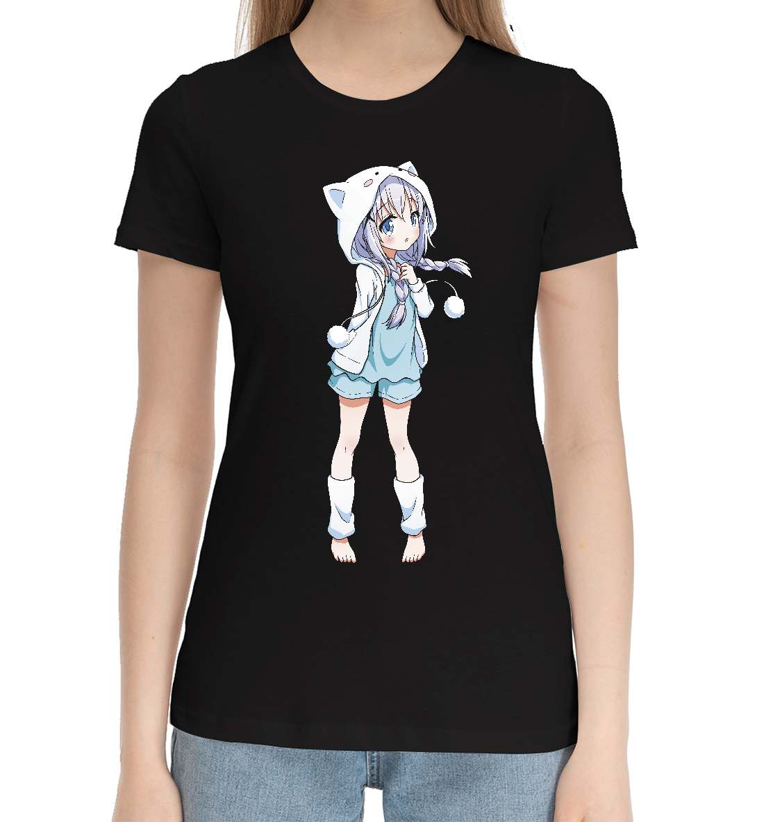 Женская Хлопковая футболка с принтом Furry anime, артикул ANR-776636-hfu-1mp