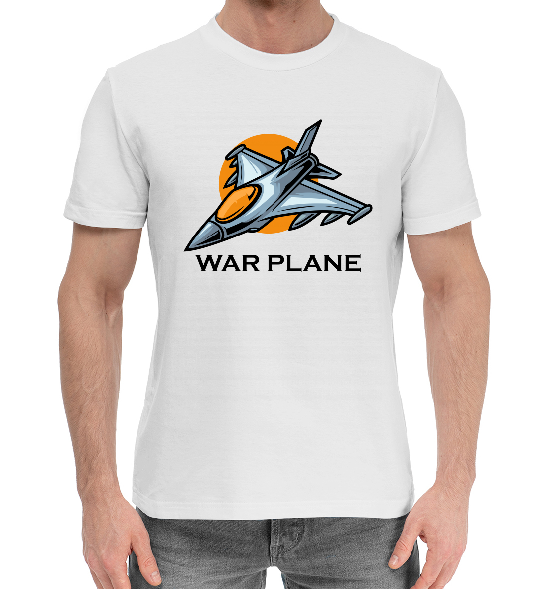 Мужская Хлопковая футболка с принтом Самолёт, артикул APN-140742-hfu-2mp