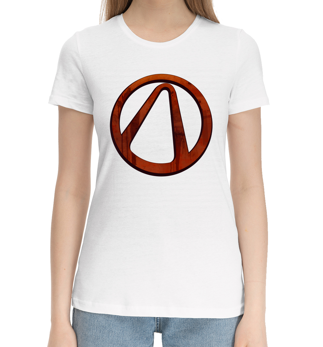 Женская Хлопковая футболка с принтом Borderlands Vault Symbol, артикул RPG-870644-hfu-1mp