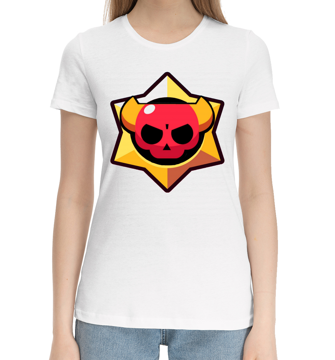 Женская Хлопковая футболка с принтом Brawl Stars, артикул CLH-494816-hfu-1mp