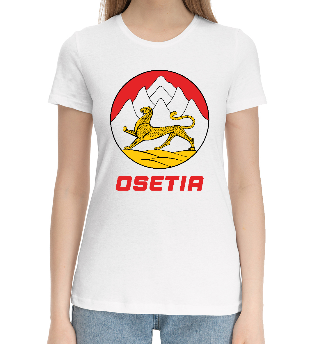 Женская Хлопковая футболка с принтом Северная Осетия Алания, артикул VSY-335025-hfu-1mp