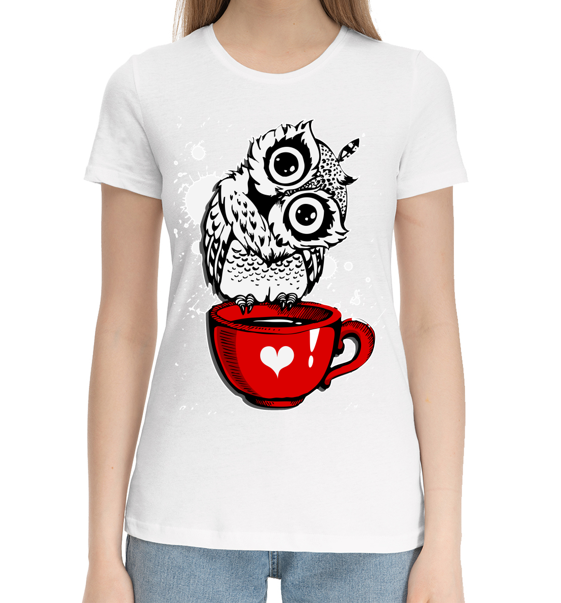 Женская Хлопковая футболка с принтом Бодрого утра, артикул OWL-151279-hfu-1mp