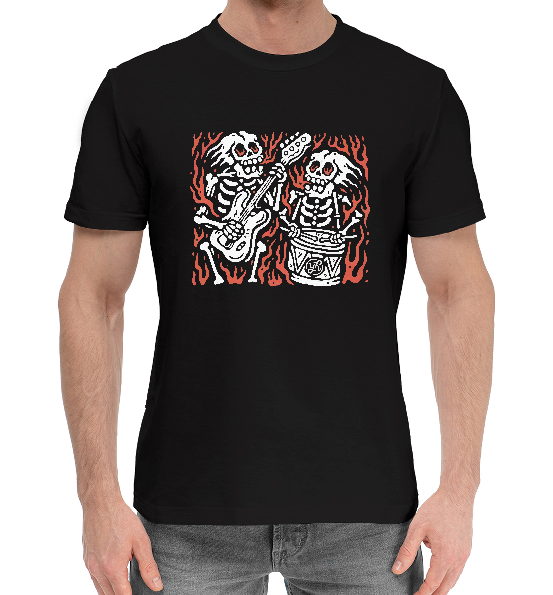 Мужская Хлопковая футболка с принтом КОСТЛЯВЫЙ КОНЦЕРТ, артикул SKU-487021-hfu-2mp