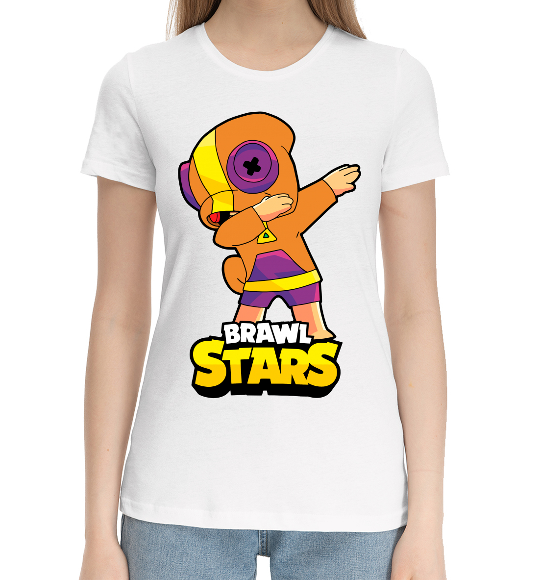 Женская Хлопковая футболка с принтом Brawl Stars, артикул CLH-834728-hfu-1mp