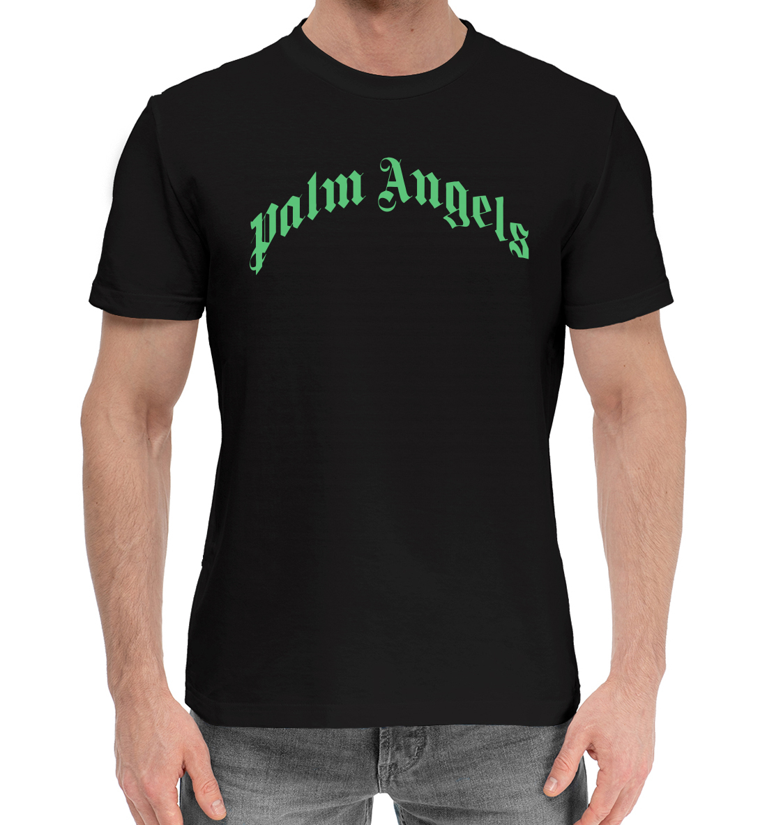 Мужская Хлопковая футболка с принтом Palm Angels, артикул PAG-484255-hfu-2mp