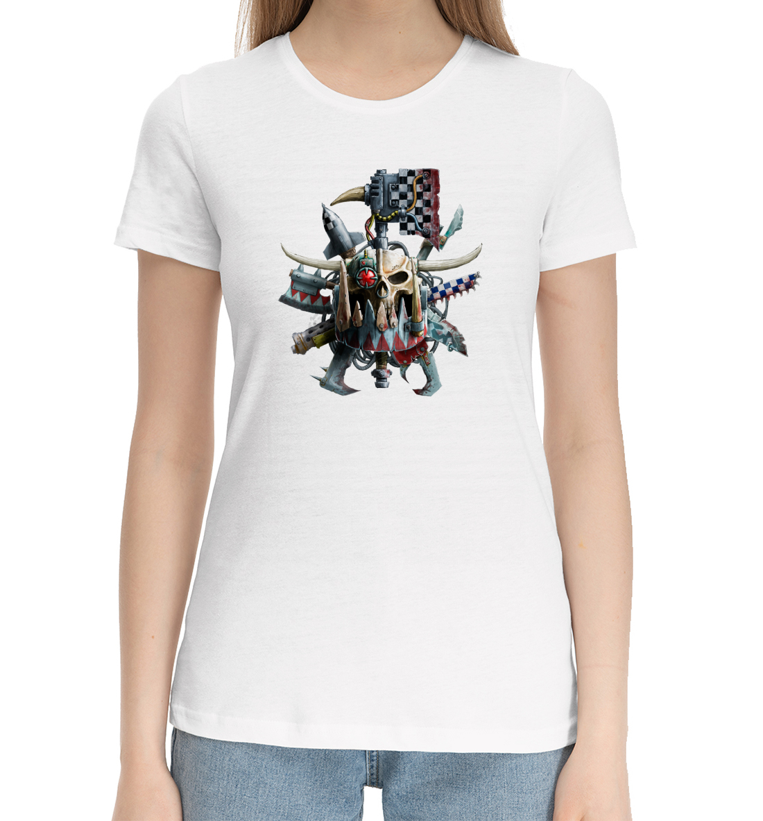 Женская Хлопковая футболка с принтом Warhammer, артикул WHR-834335-hfu-1mp