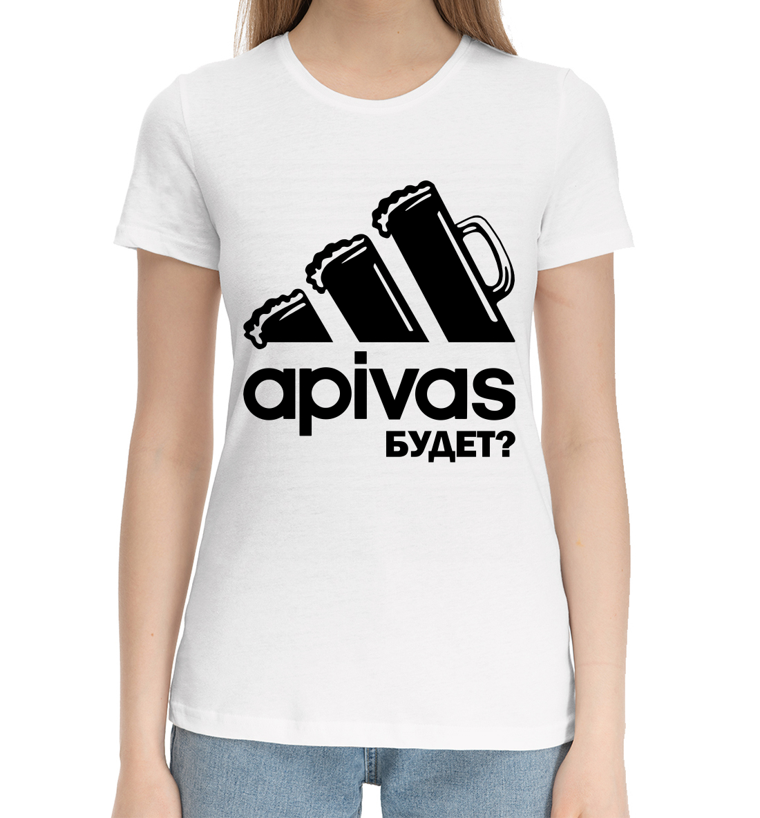 Женская Хлопковая футболка с надписью apivas будет?, артикул ANB-813113-hfu-1mp
