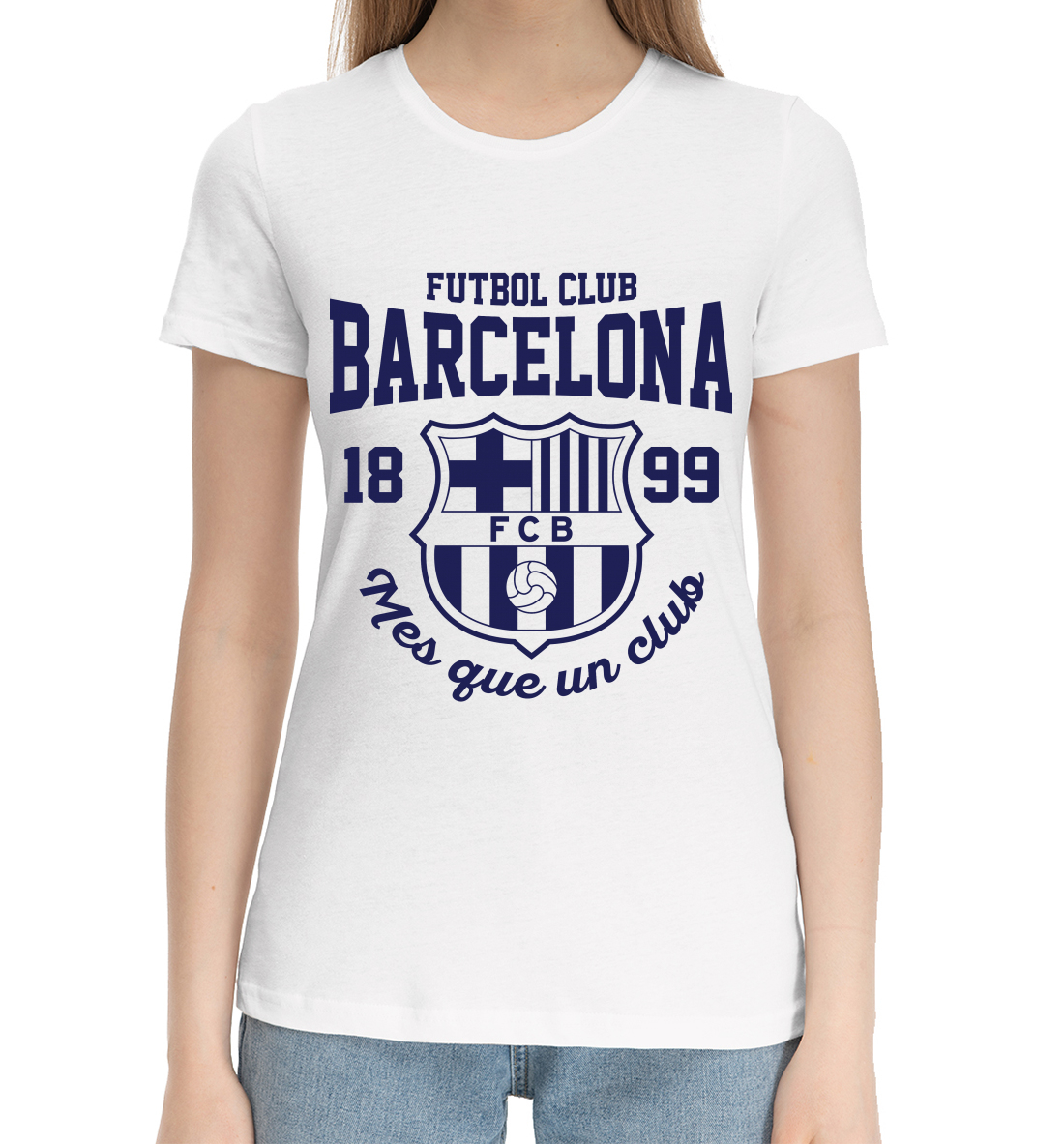 Женская Хлопковая футболка Барселона, артикул BAR-609969-hfu-1mp