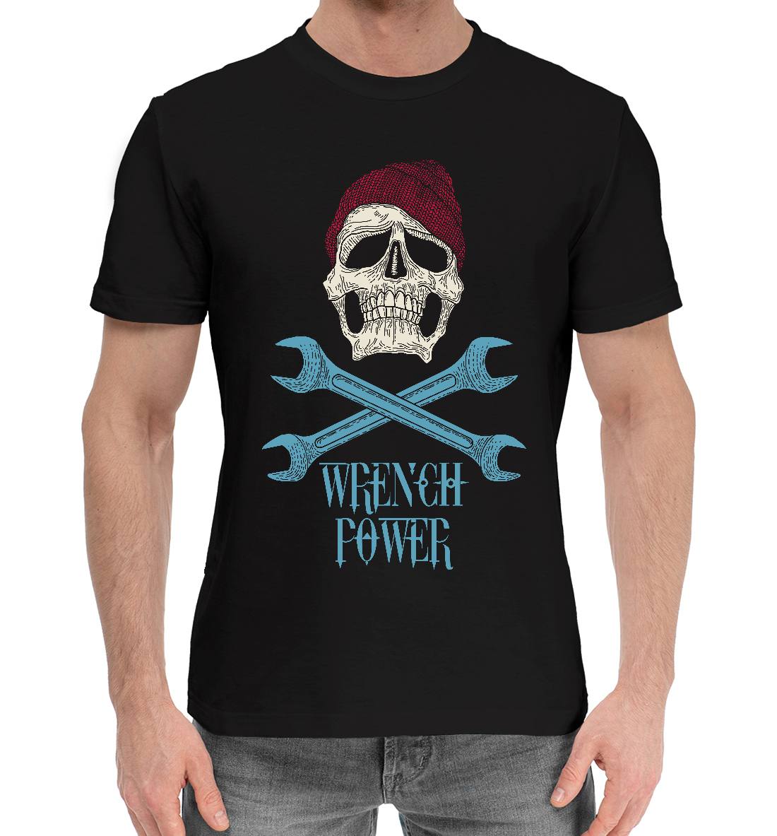 Мужская Хлопковая футболка с принтом Wrench power, артикул SKU-974471-hfu-2mp