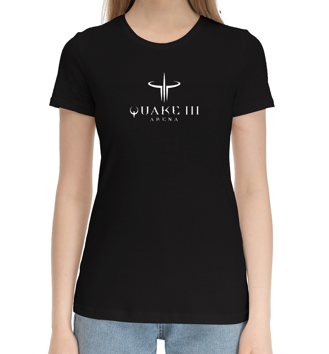 Женская Хлопковая футболка с принтом Quake 3 Arena, артикул RPG-681905-hfu-1mp