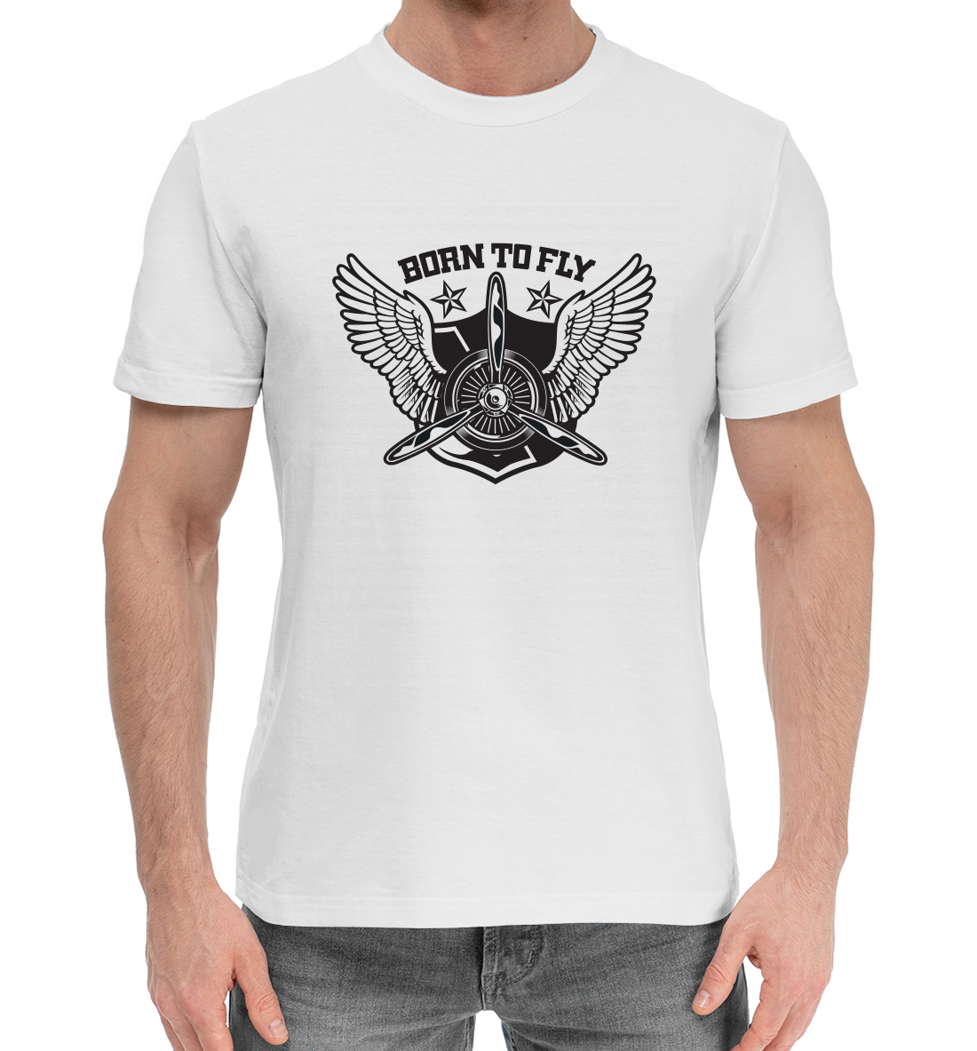 Мужская Хлопковая футболка с принтом ВВС, артикул VVS-135710-hfu-2mp