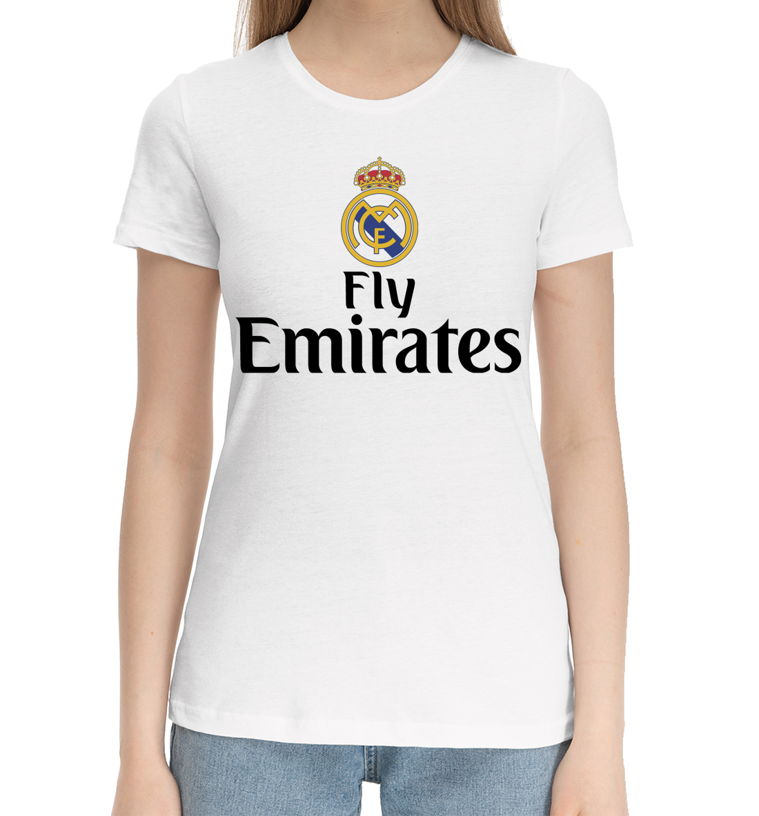 Женская Хлопковая футболка Форма Реал Мадрид, артикул REA-876584-hfu-1mp