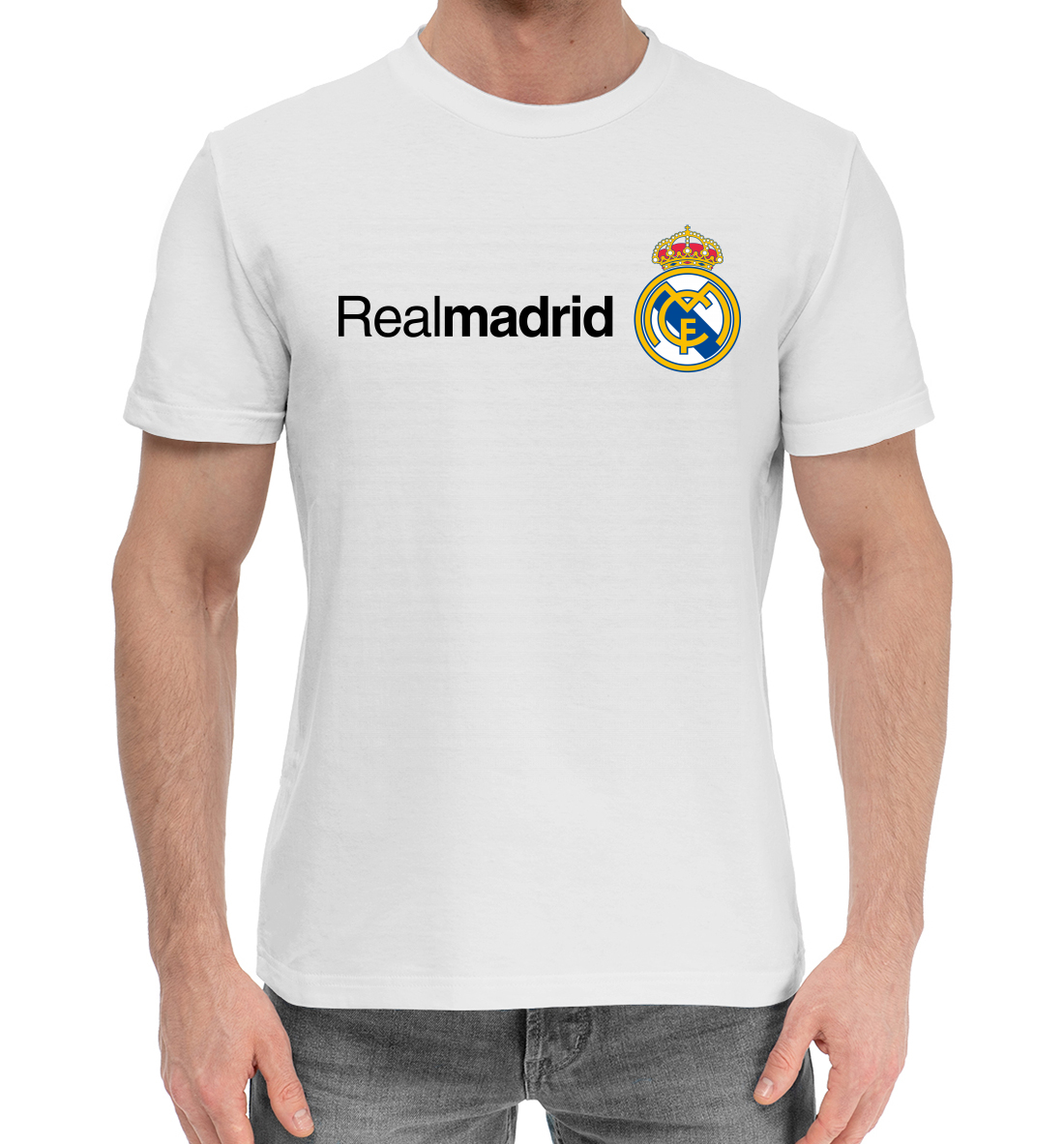 Мужская хлопковая футболка с принтом Real Madrid
