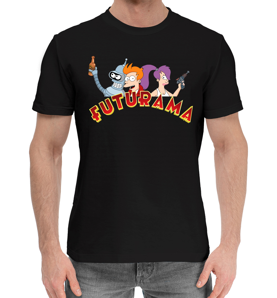 Мужская Хлопковая футболка с принтом Futurama, артикул FUT-878000-hfu-2mp
