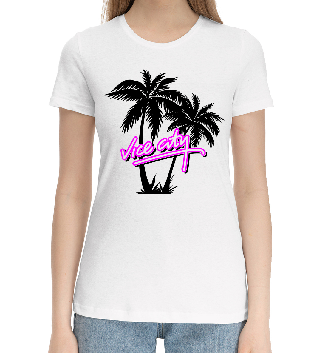 Женская Хлопковая футболка с принтом Grand Theft Auto | GTA, артикул GTA-322577-hfu-1mp