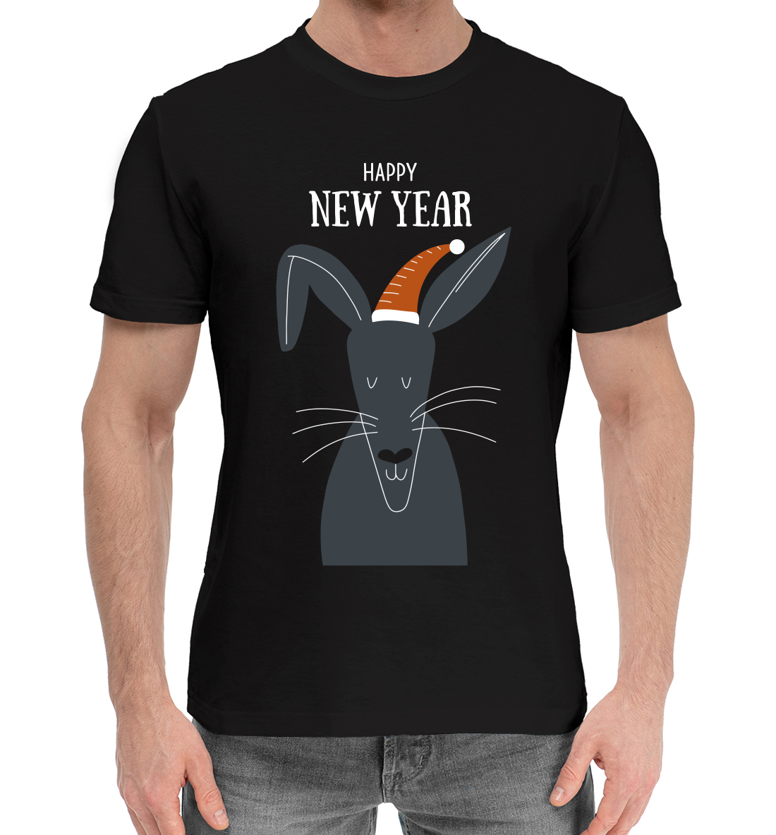 Мужская Хлопковая футболка с принтом Happy New Year, артикул YOT-410930-hfu-2mp