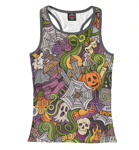 Женская майка-борцовка с изображением Хэллоуин цвета Белый
