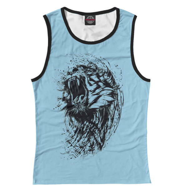 Майка для девочки с изображением Тигр арт цвета Белый