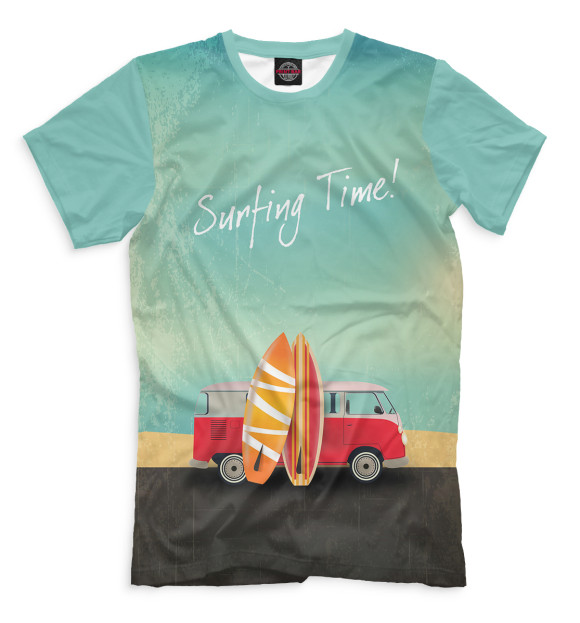 Мужская футболка с изображением Surfing Time! цвета Серый