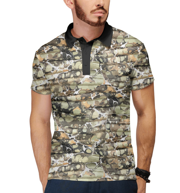 Мужское поло с притом Камуфляж для рыбака цвета Белый Мужское поло с изображением Камуфляж для рыбака цвета Белый
