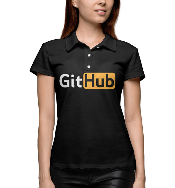 Женское поло с изображением GitHub в стиле Pornhub для веб-разработчиков цвета Белый