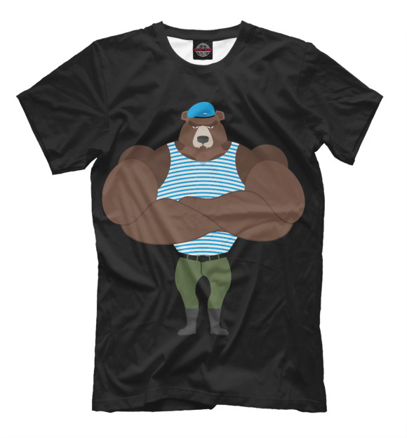 Мужская футболка с изображением Медведь ВДВ цвета Черный