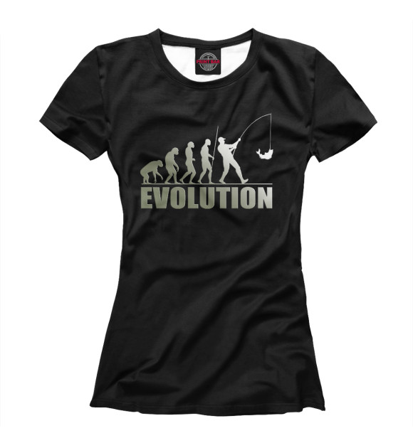 Женская футболка с изображением Эволюция рыбака цвета Белый