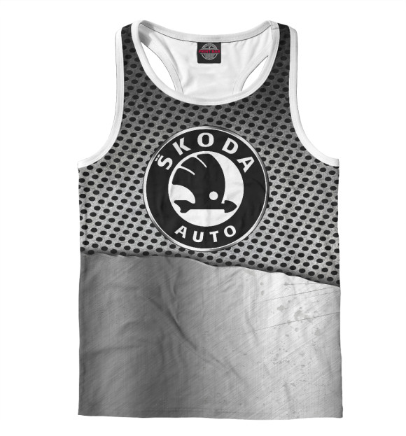 Мужская майка-борцовка с изображением Skoda цвета Белый