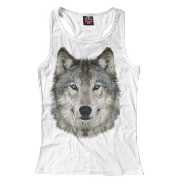 Женская майка-борцовка с изображением Волк цвета Белый