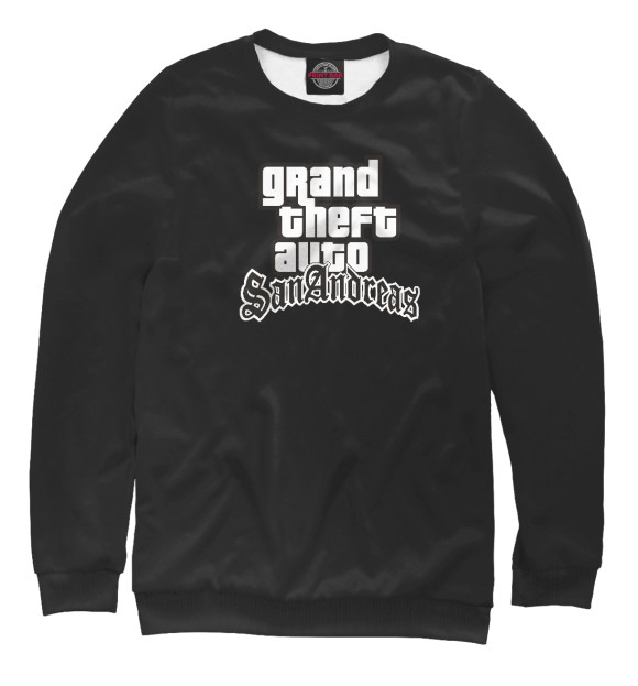 Мужской свитшот с изображением GTA San Andreas Logo цвета Белый