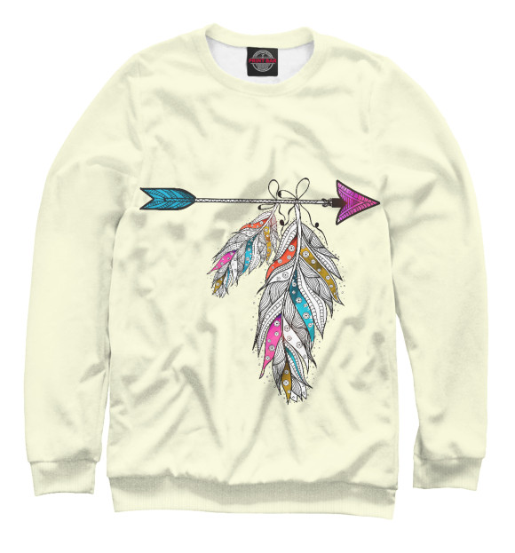 Женский свитшот с изображением Перья бохо цвета Белый