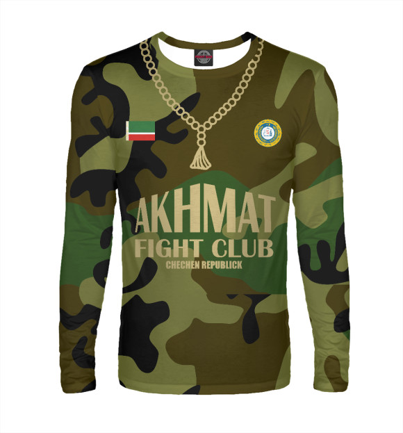 Мужской лонгслив с изображением Akhmat Fight Club цвета Белый