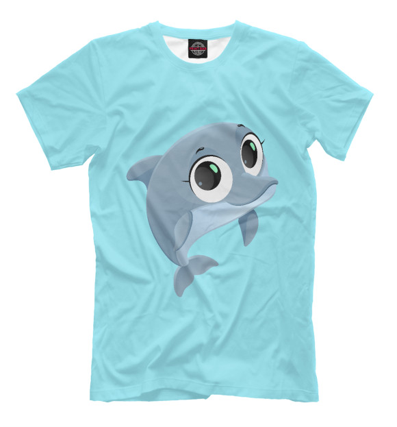 Мужская футболка с изображением Дельфин цвета Молочно-белый