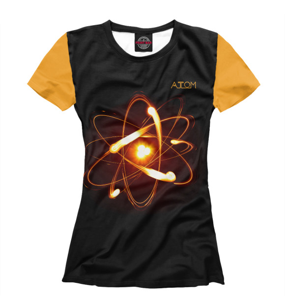 Женская футболка с изображением Атом цвета Белый