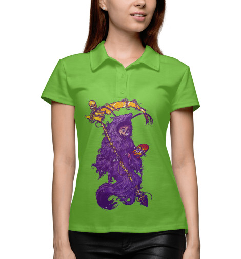 

Поло Print Bar, Белый, Cмерть с косой и скейтом