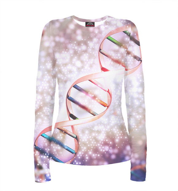 Женский лонгслив с изображением ДНК цвета Белый
