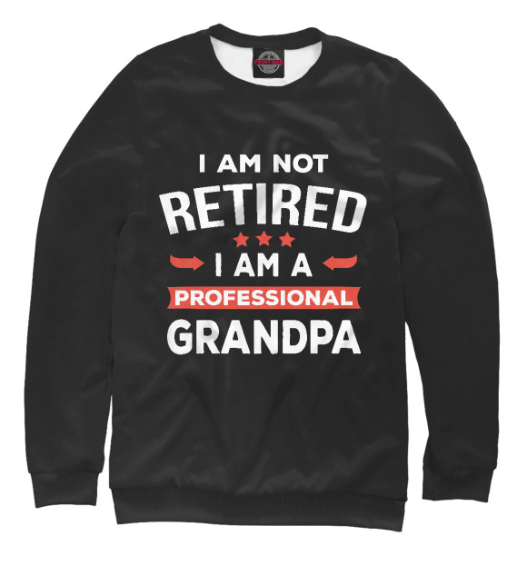 Мужской свитшот с изображением Я не пенсионер, я профессиональный Дедушка цвета Белый